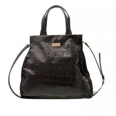 Feri Leather Black White Handbag with Fringe