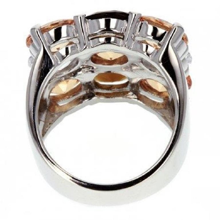 Siledium Silver Rhodium Palladium Plating Brown Stones Cocktail Ring