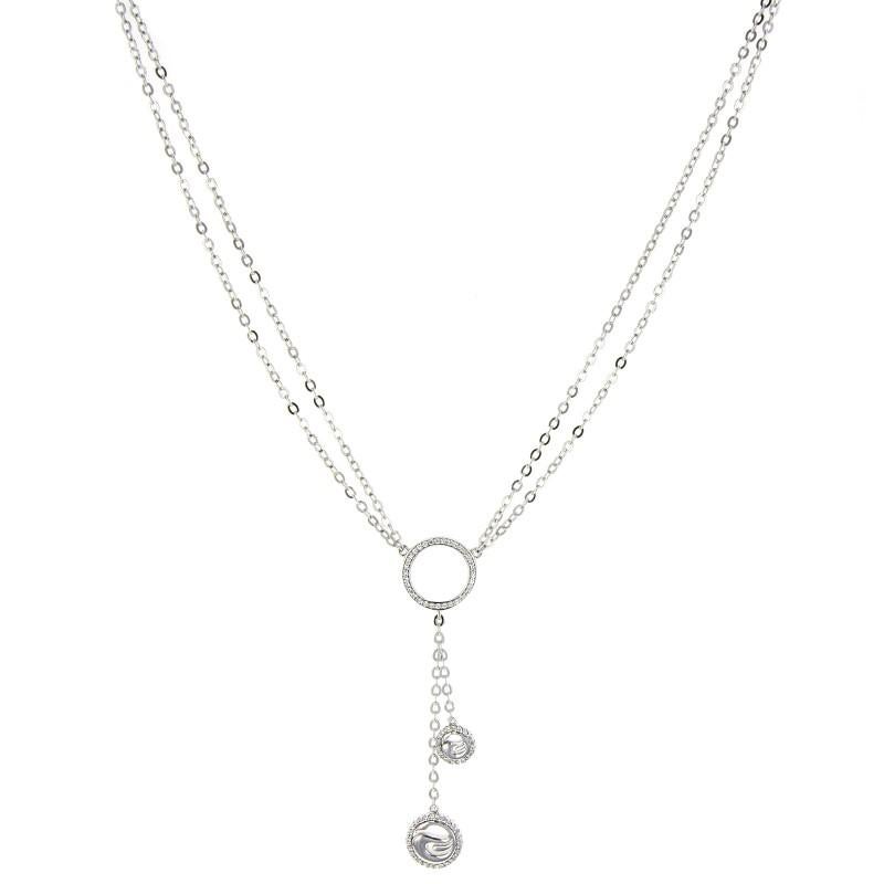 950 purity Siledium Silver Swan Drop Natural Rhodium Palladium Plating Necklace For Sale