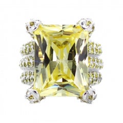 Fine Sterling Silver Rhodium Plating Yellow Stones Cocktail Ring by Feri