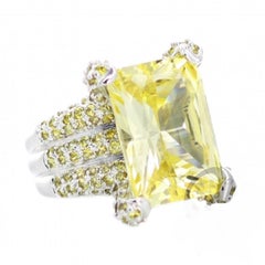 Fine Sterling Silver Rhodium Plating Yellow Stones Cocktail Ring by Feri