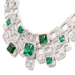 Siledium Silver Rhodium Palladium Plating White Emerald Color Necklace by Feri