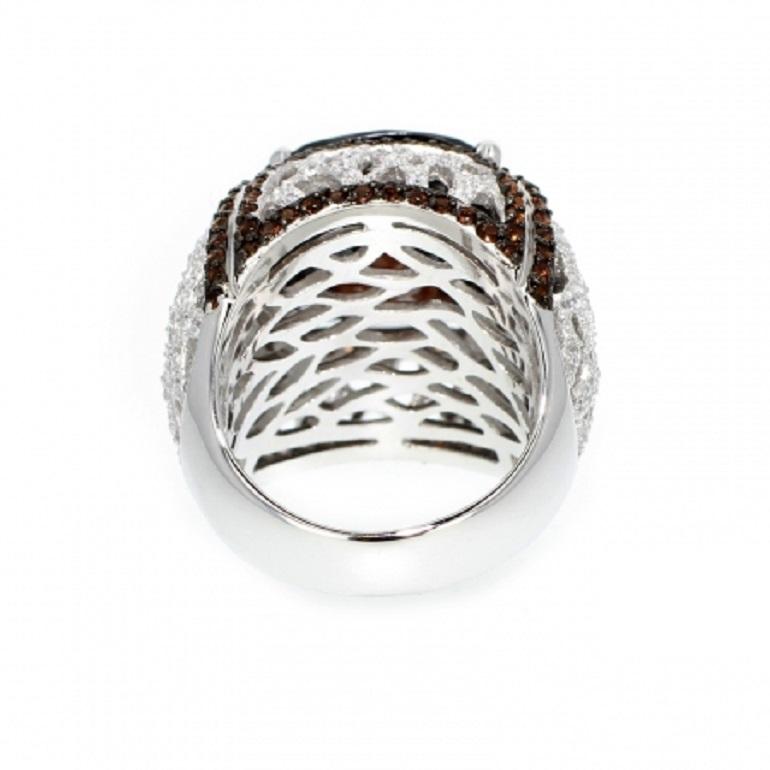 Fine Silver Brown Stone Cocktail Ring by Feri In New Condition For Sale In Valenton, FR