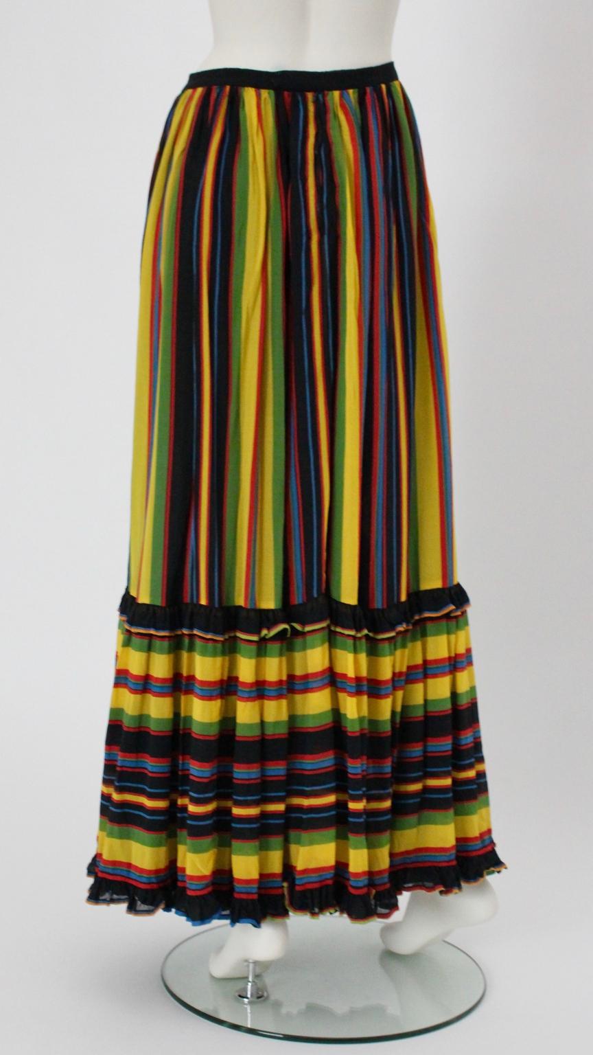 Skirt multicolored stripes Silk Vintage Italy 1960s For Sale 2