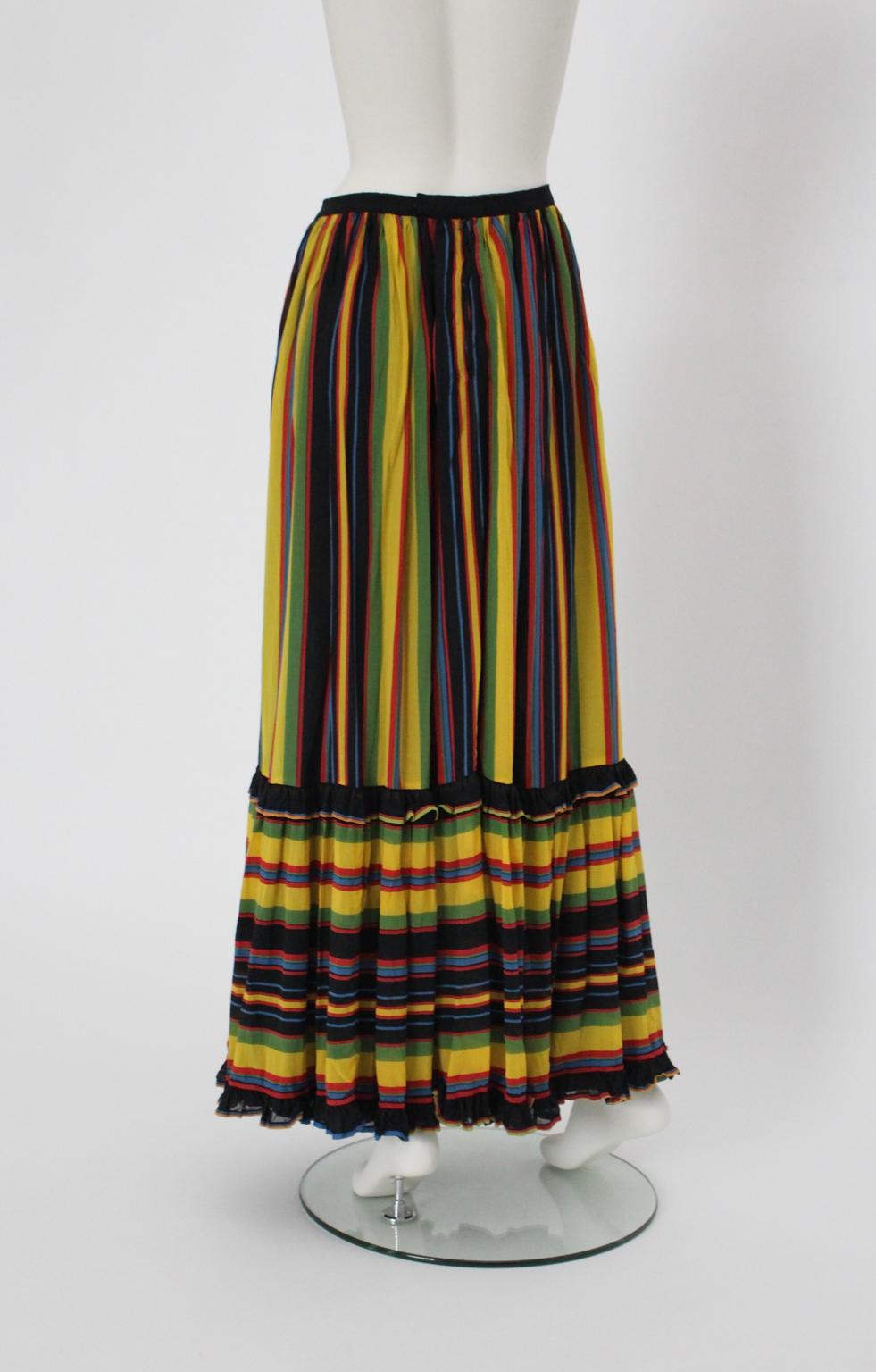 Skirt multicolored stripes Silk Vintage Italy 1960s For Sale 3