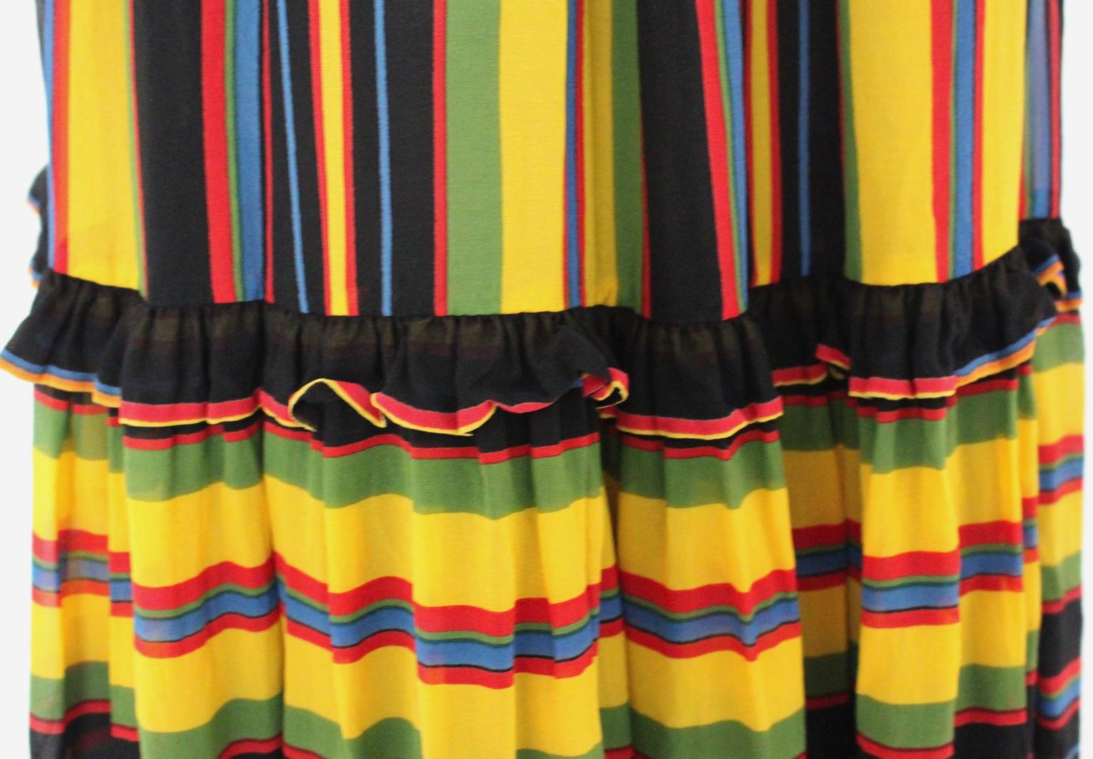 Skirt multicolored stripes Silk Vintage Italy 1960s For Sale 4