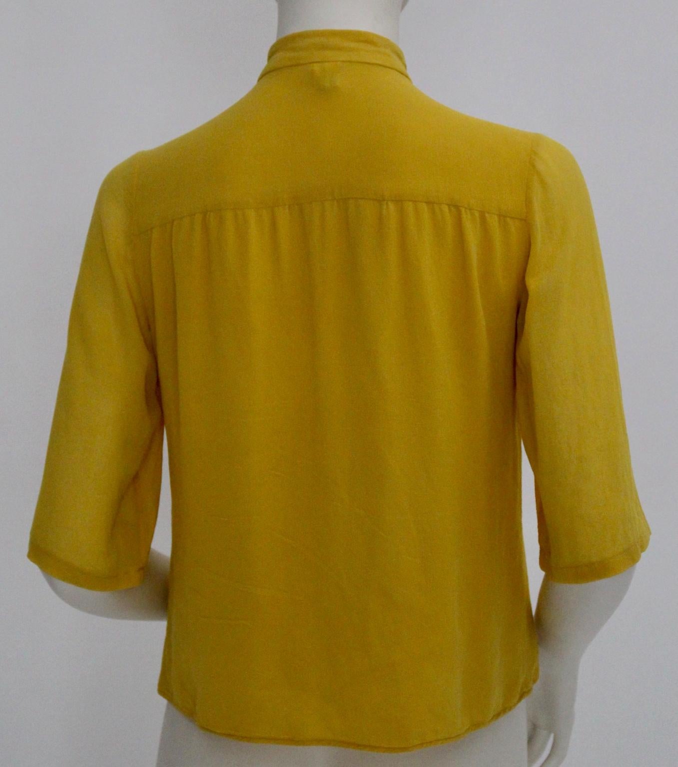 Celine Blouse Yellow Silk Paris 1970s In Good Condition In Vienna, AT