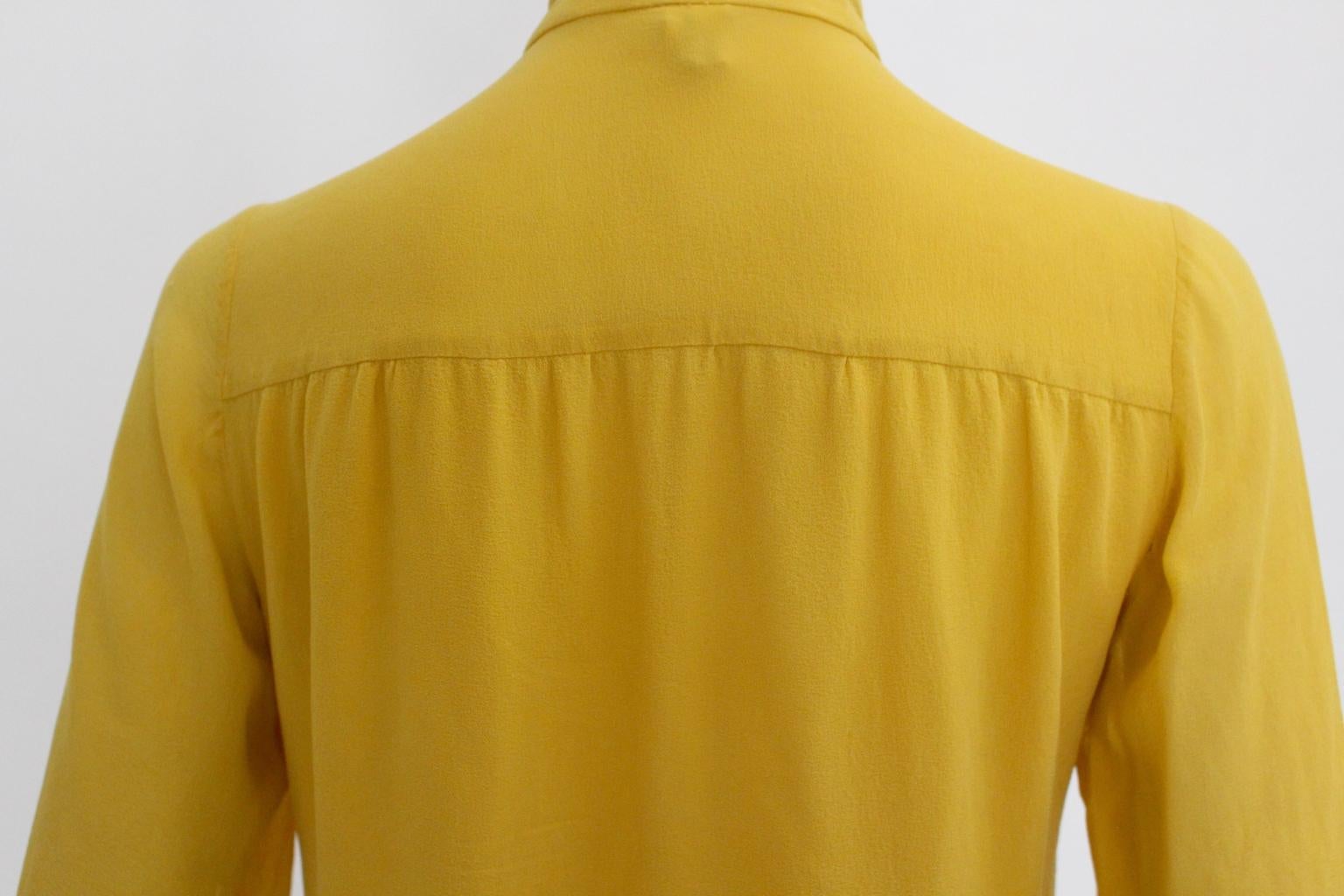 Women's Celine Blouse Yellow Silk Paris 1970s