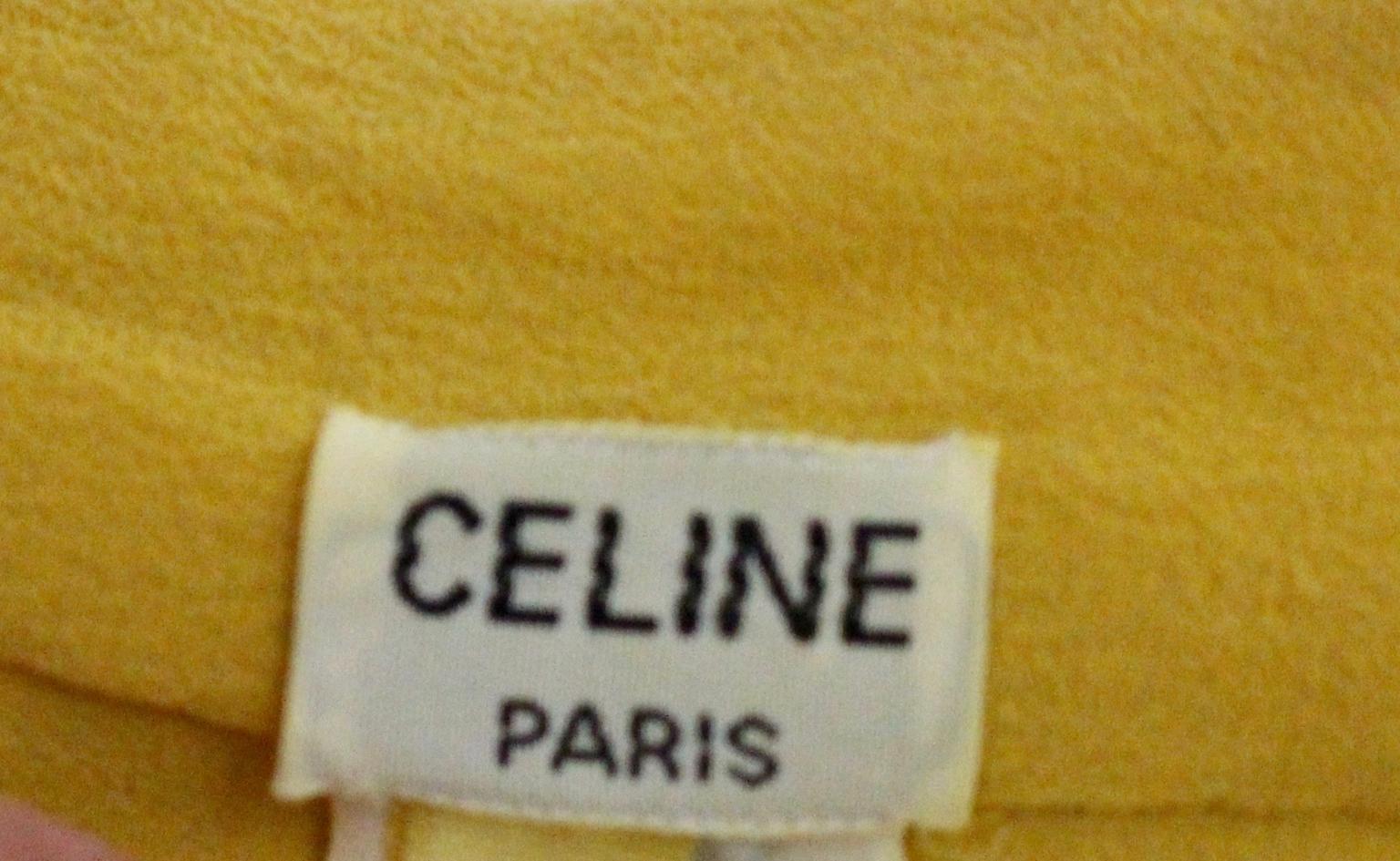 Celine Blouse Yellow Silk Paris 1970s 3