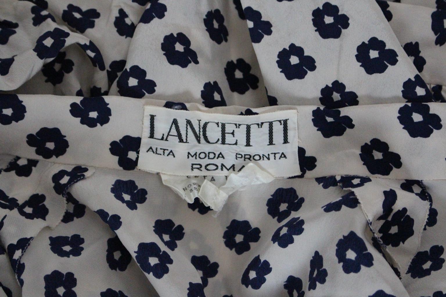 Lancetti Blouse and Skirt Set 1970s Italy creamwhite with allover flower print For Sale 13