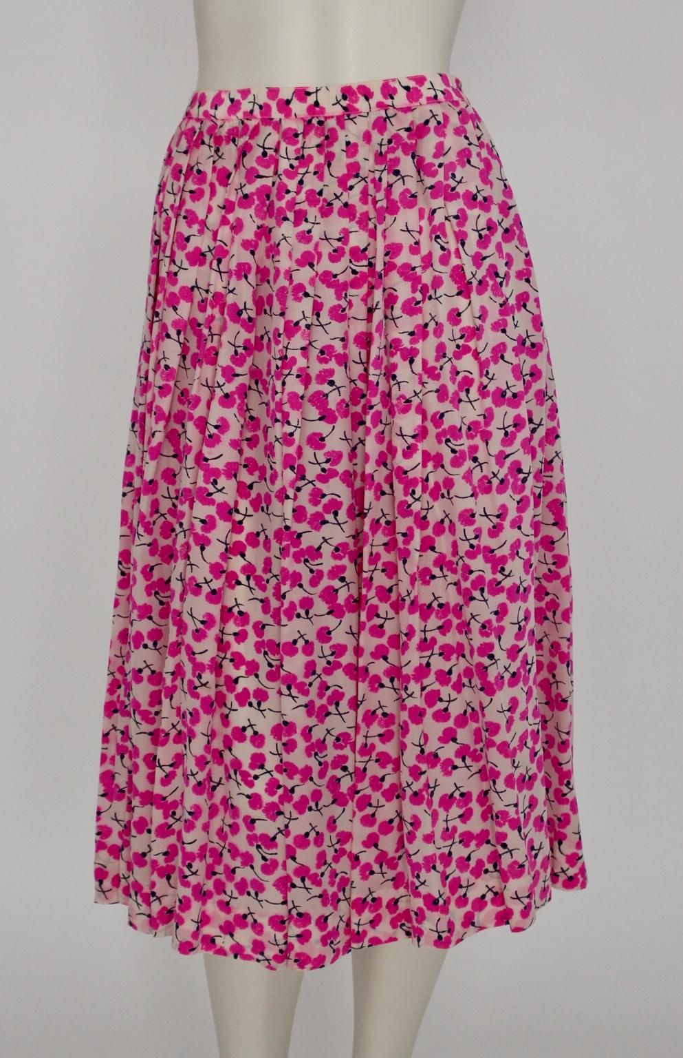Pink Yves Saint Laurent Rive Gauche Silk Skirt, 1980s  For Sale
