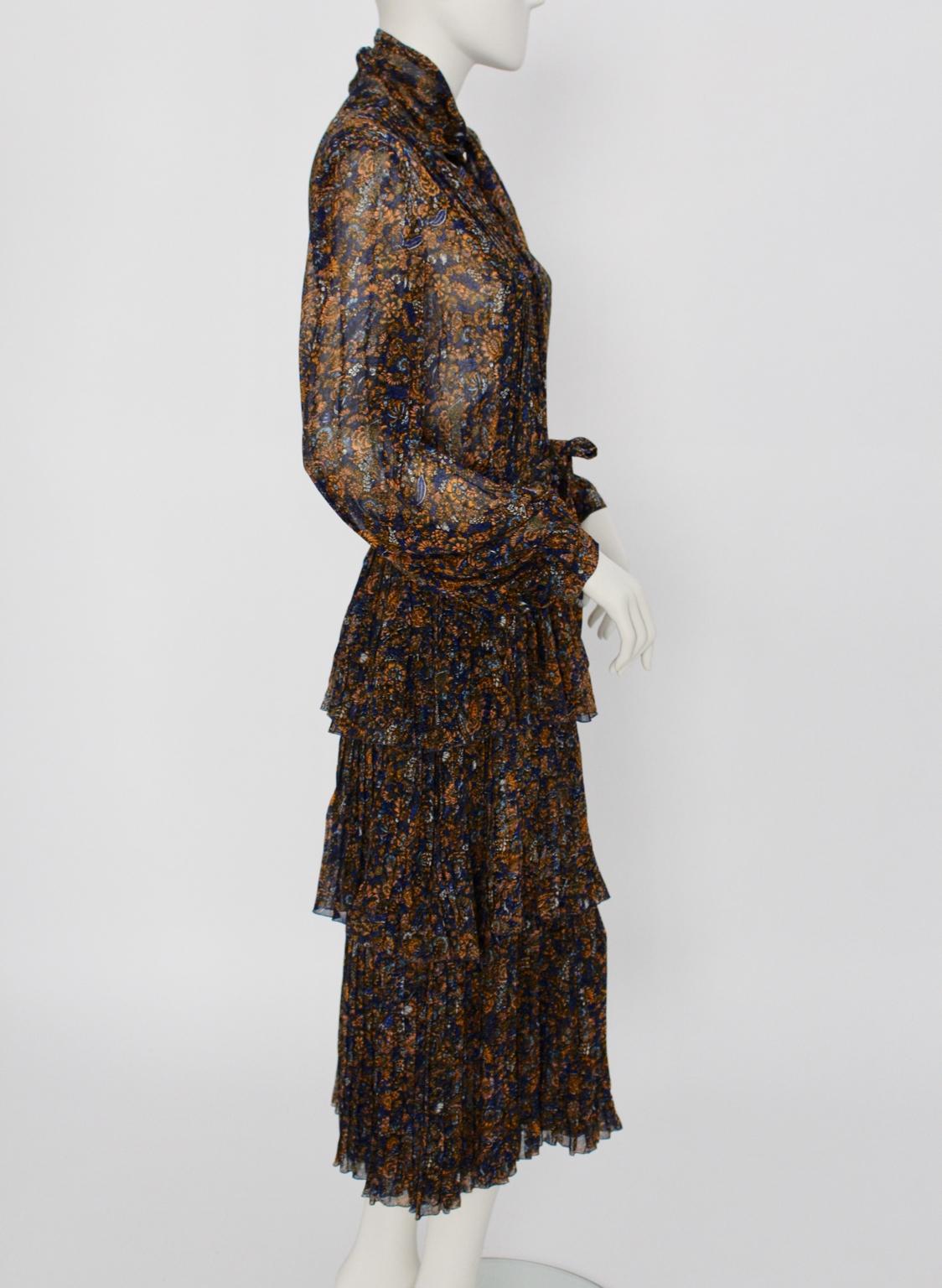 Jean Louis Scherrer boutique Paris Vintage Day Dress 1970s In Excellent Condition For Sale In Vienna, AT