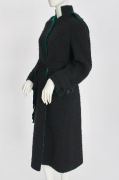 Lancetti Roma Vintage Black and Green Wool Coat 1970s