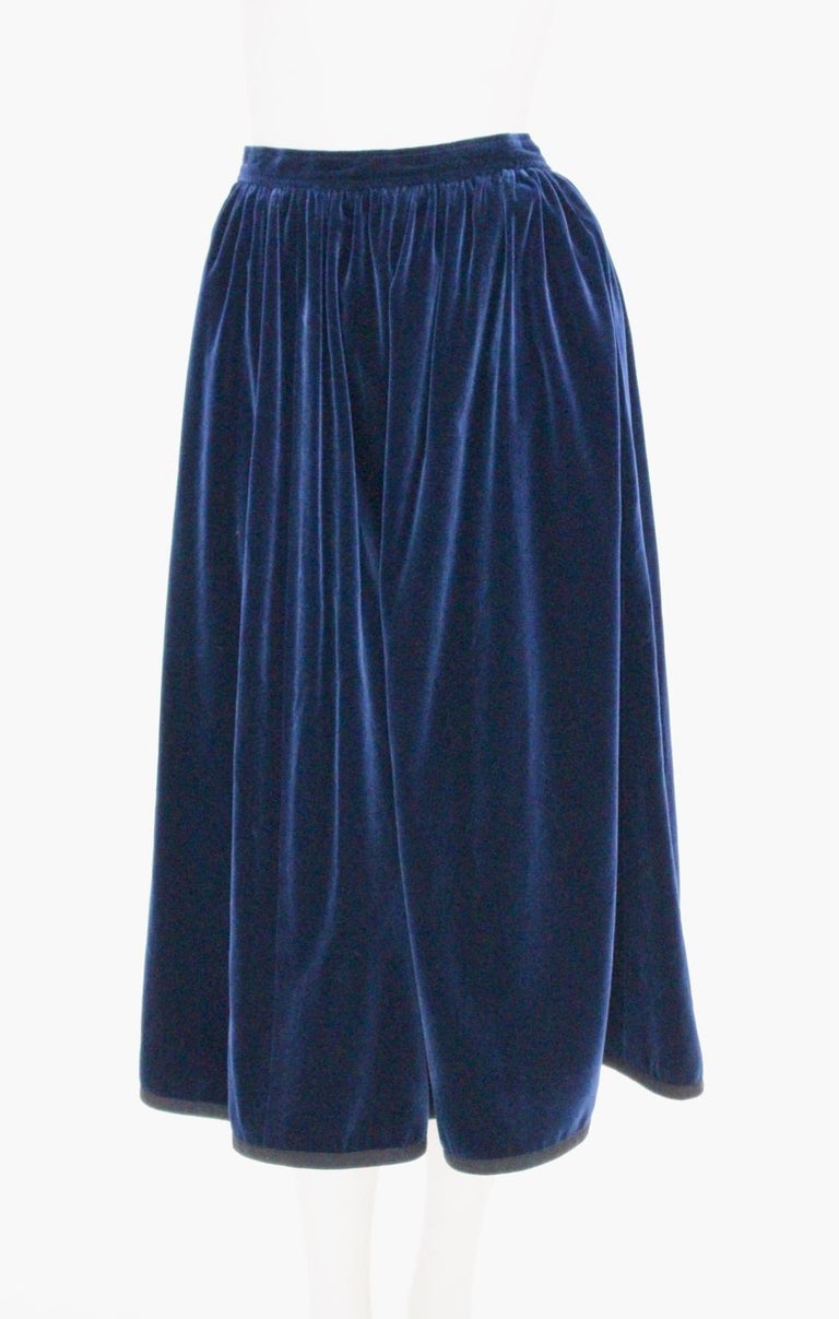 Blue Velvet Pleated Vintage Skirt by Yves Saint Laurent Rive Gauche For ...