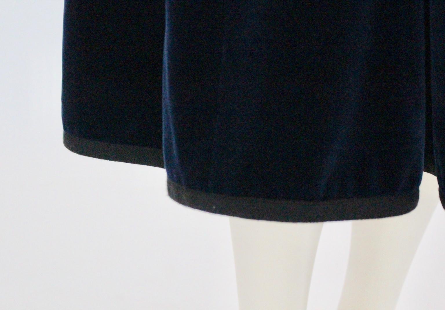 Blue Velvet Pleated Vintage Skirt by Yves Saint Laurent Rive Gauche For Sale 11