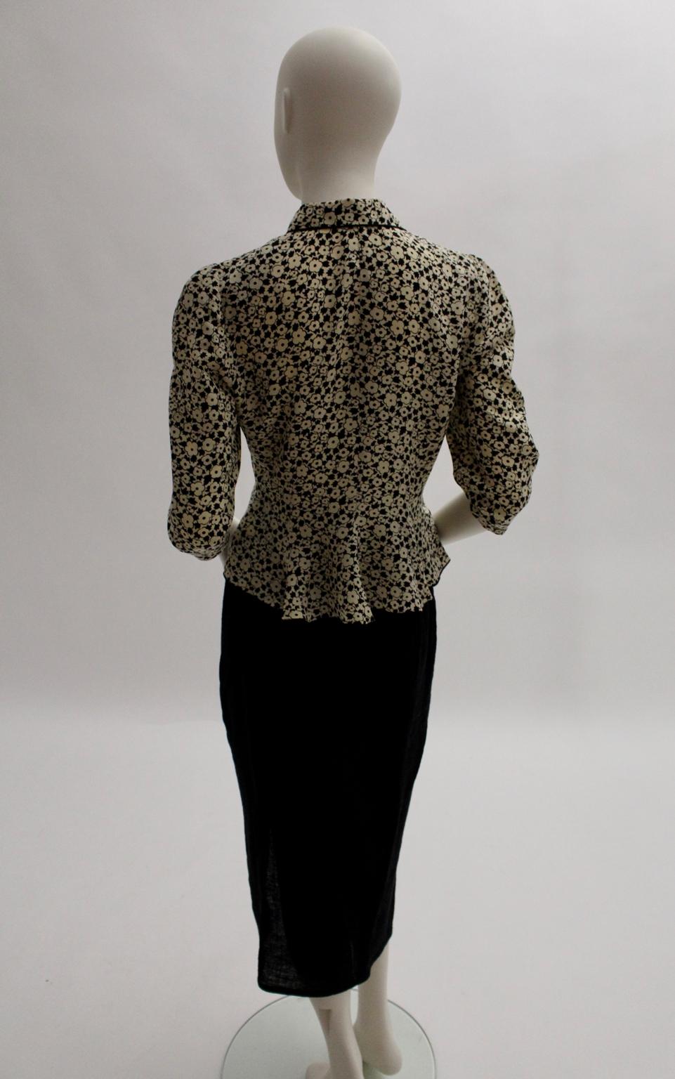 Lolita Lempicka Vintage Silk Blouse with Flower Allover Print  1980s For Sale 8