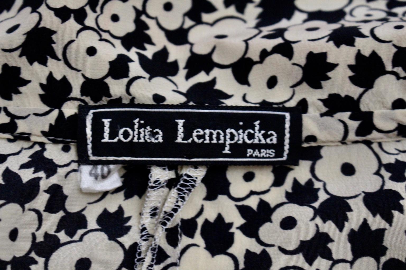 Lolita Lempicka Vintage Silk Blouse with Flower Allover Print  1980s For Sale 15