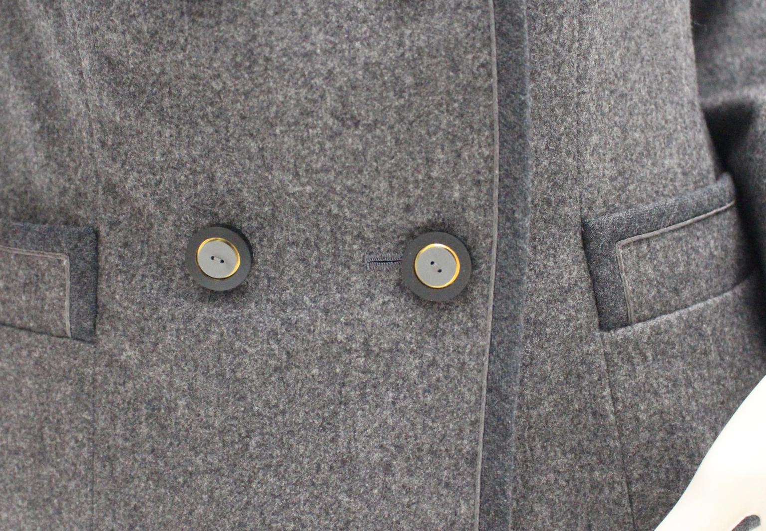 Vintage Grey Flannel Wool Double Breasted Jacket 1980s For Sale 6