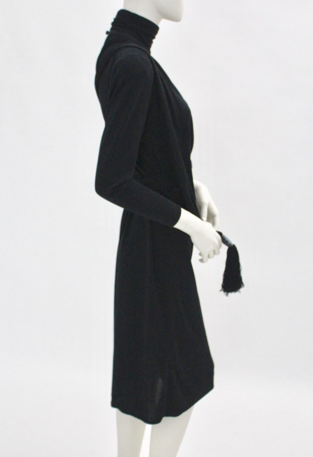 Black Vintage Wrap Evening Dress 1970s Italy For Sale 2