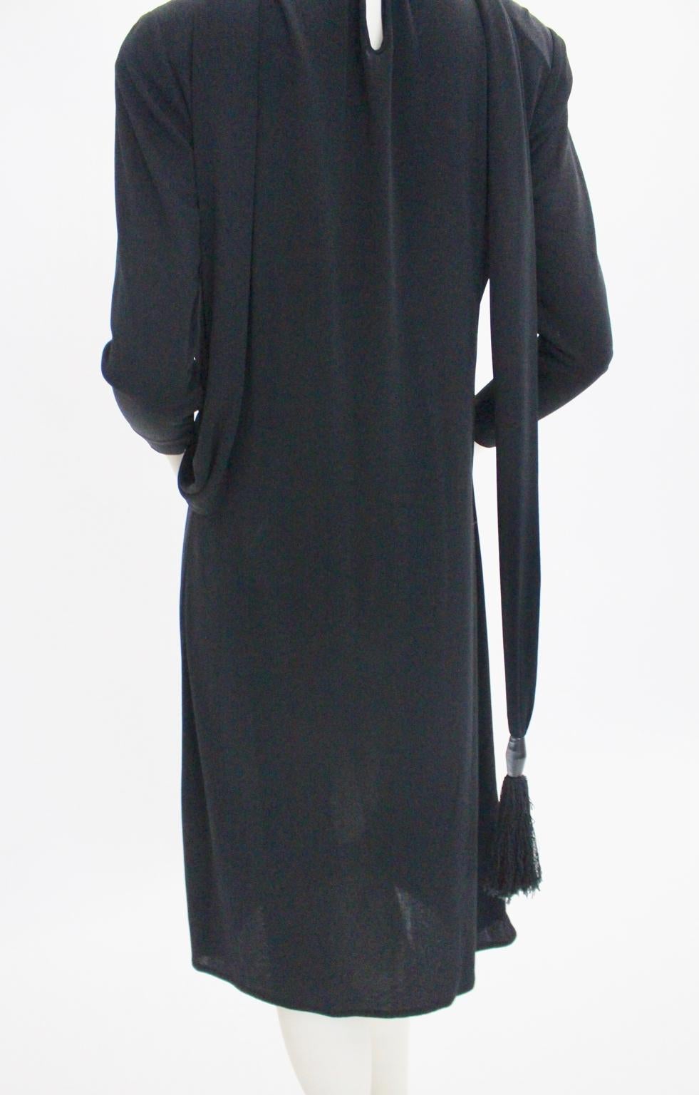 Black Vintage Wrap Evening Dress 1970s Italy For Sale 5