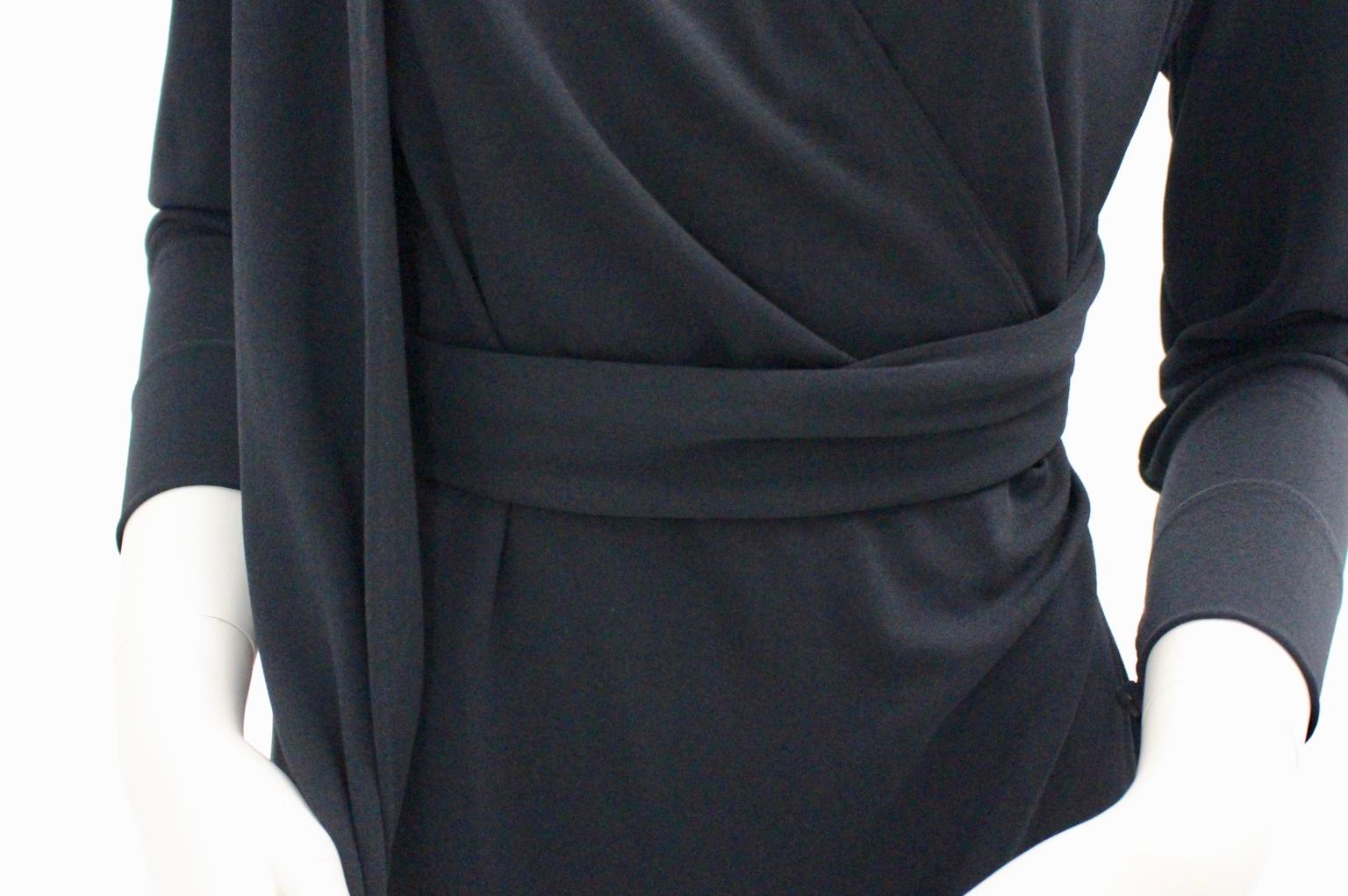 Black Vintage Wrap Evening Dress 1970s Italy For Sale 7