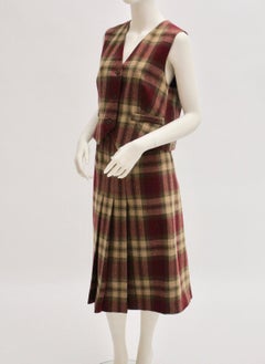 Wool Vintage Tartan Set Skirt and Gilet 1980s