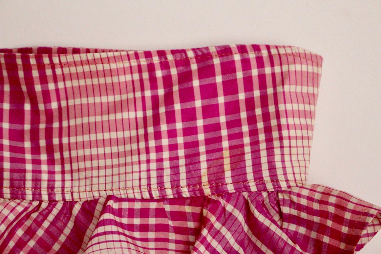 Silk Pink White Checker Vintage High Waist Skirt by Emanuel Ungaro 1980s Paris For Sale 7