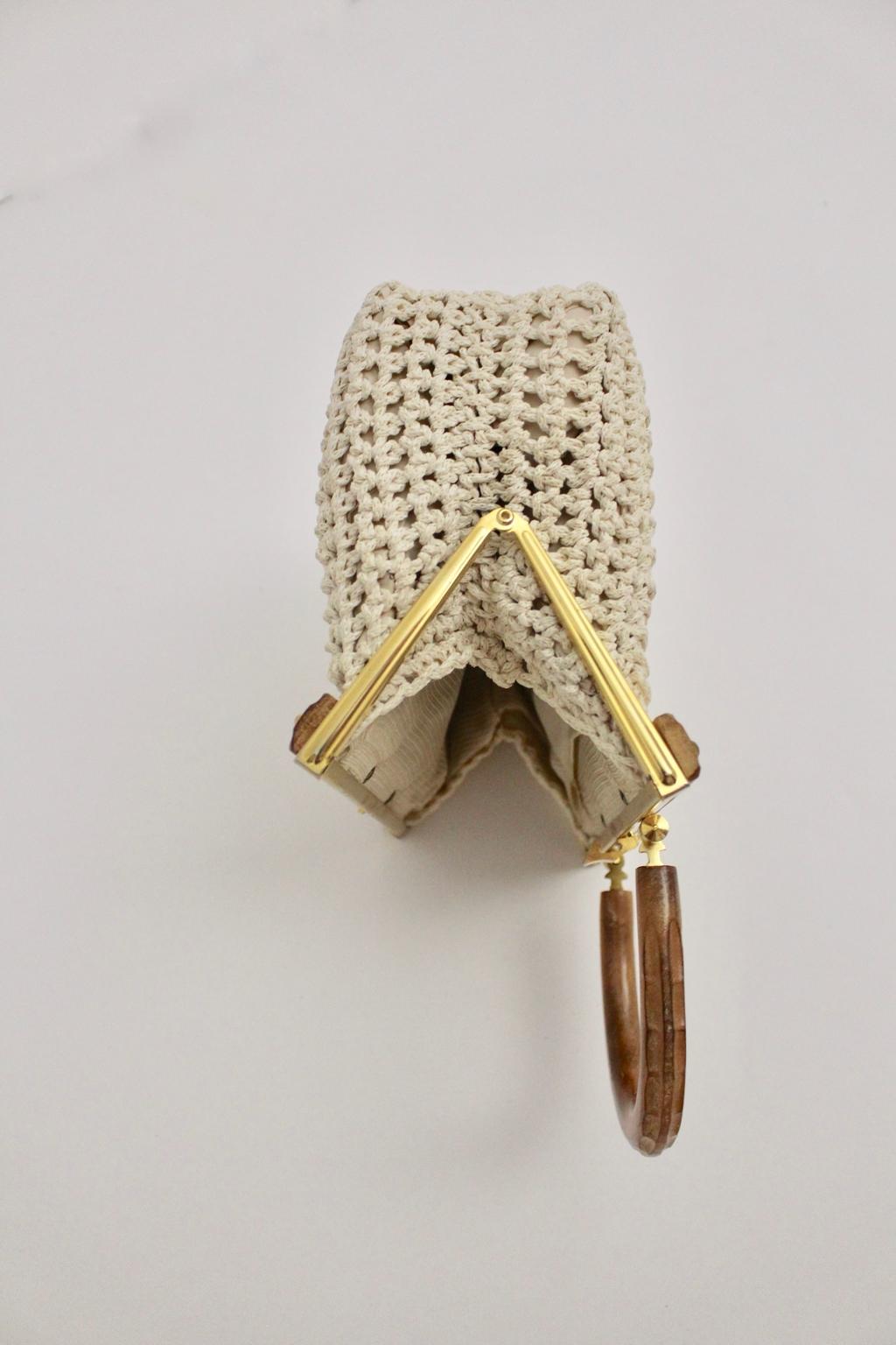 White Vintage Handlebag Crochet Italy, 1960s For Sale 5