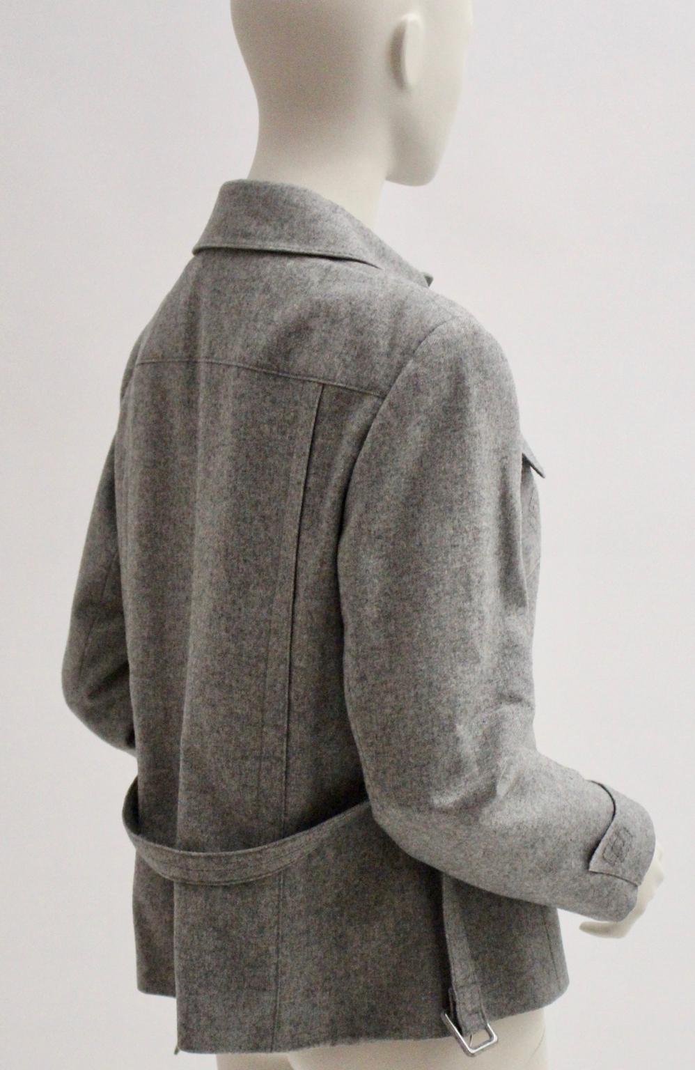 Gray Grey Single-Breasted Wool Vintage Jacket by Herbert Schill 1960s Vienna For Sale