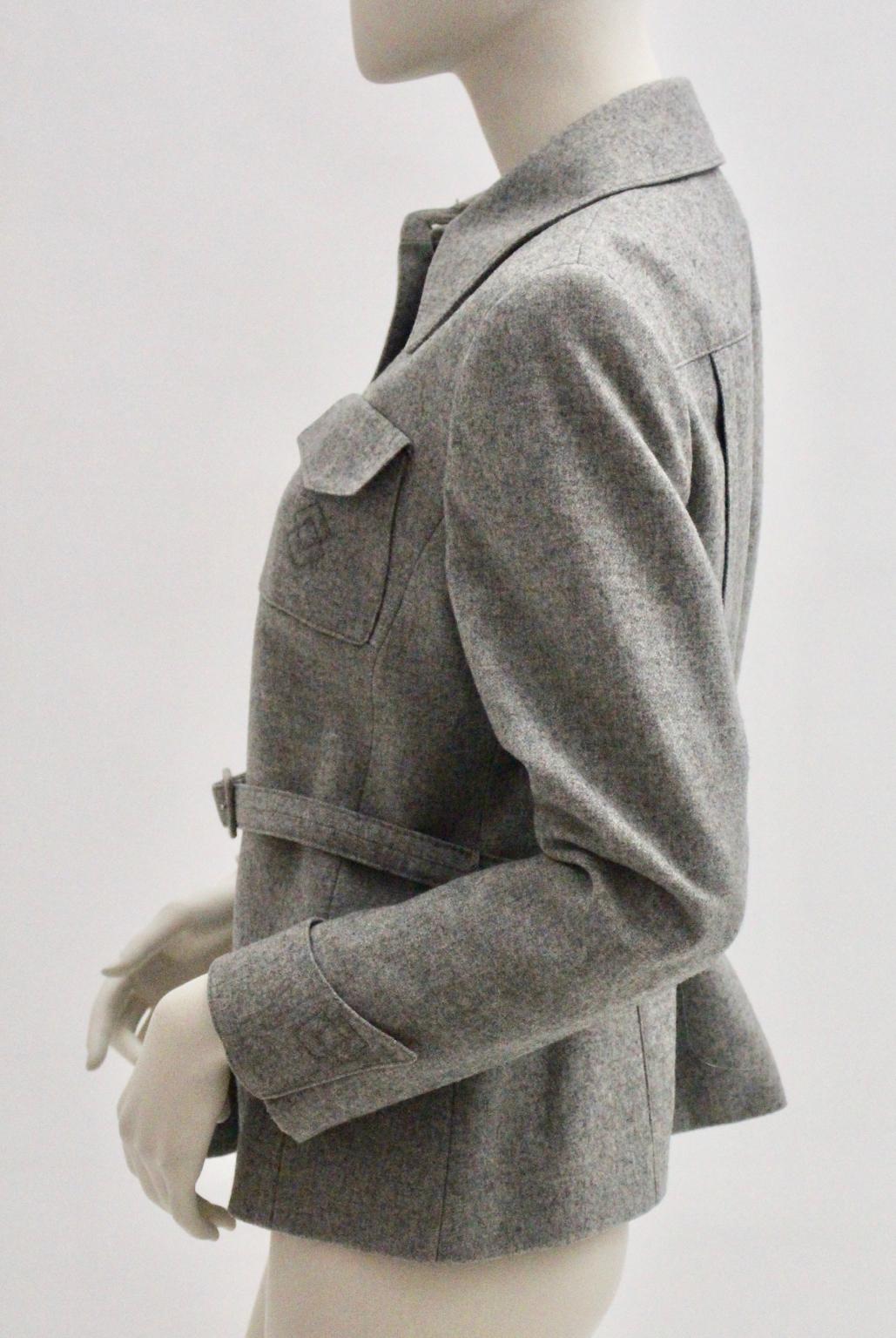 Grey Single-Breasted Wool Vintage Jacket by Herbert Schill 1960s Vienna For Sale 2