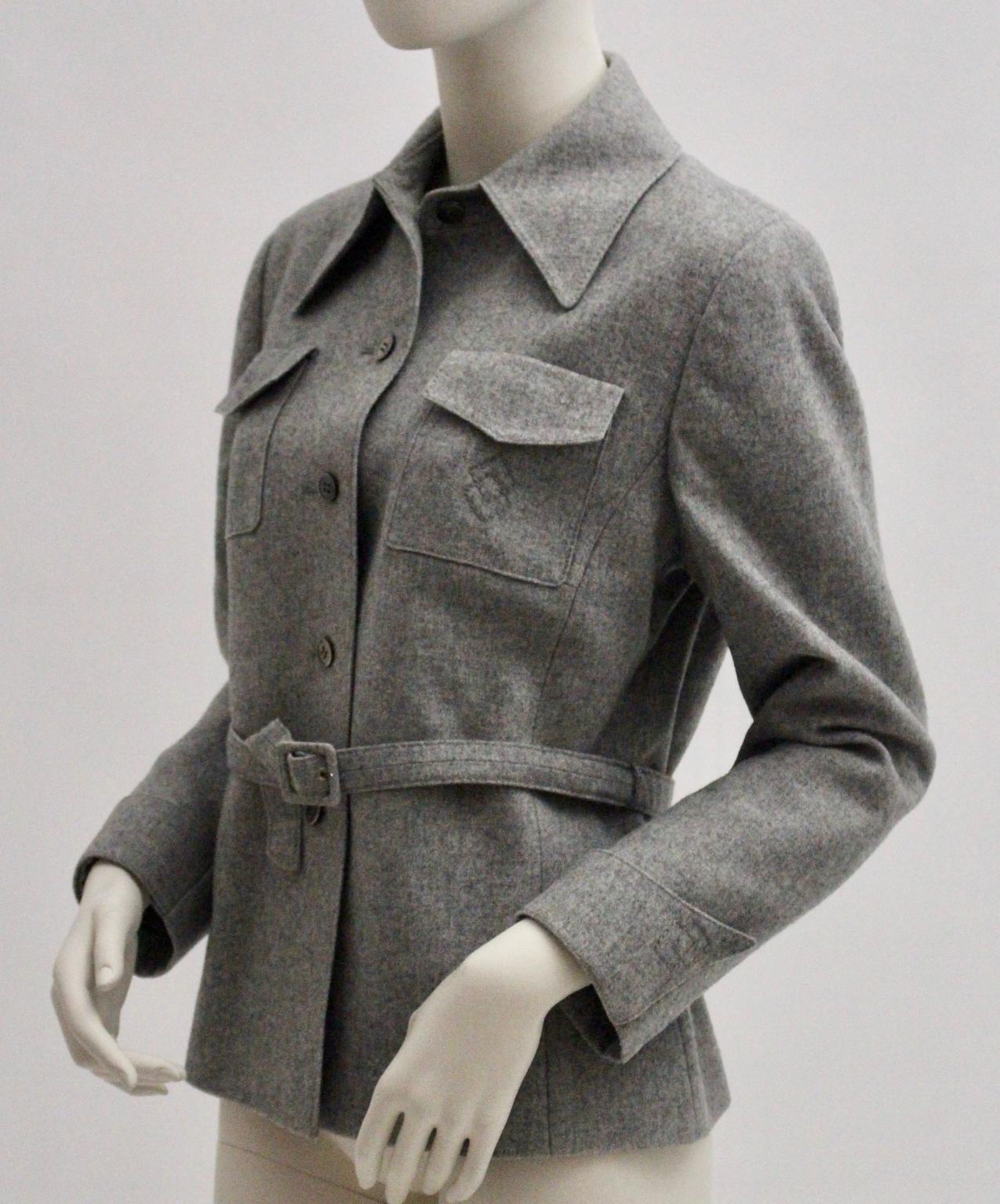Grey Single-Breasted Wool Vintage Jacket by Herbert Schill 1960s Vienna For Sale 3