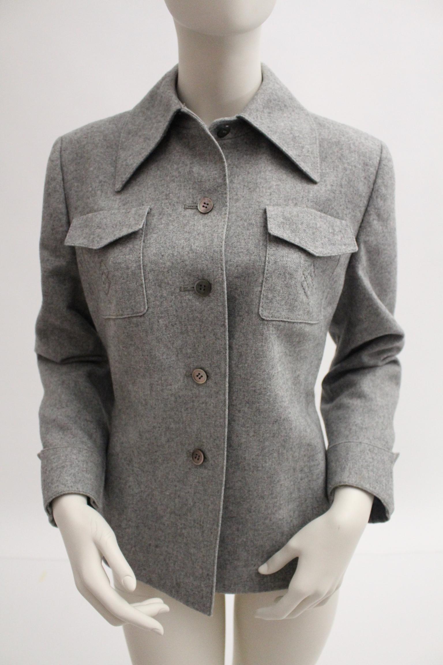 Grey Single-Breasted Wool Vintage Jacket by Herbert Schill 1960s Vienna For Sale 4