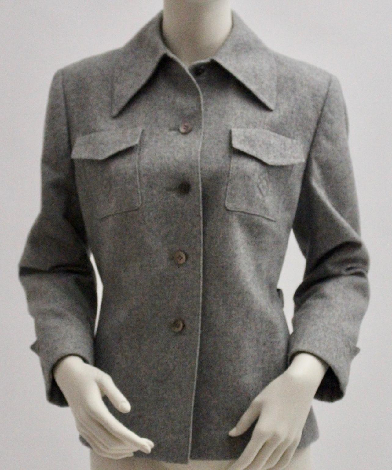 Grey Single-Breasted Wool Vintage Jacket by Herbert Schill 1960s Vienna For Sale 5