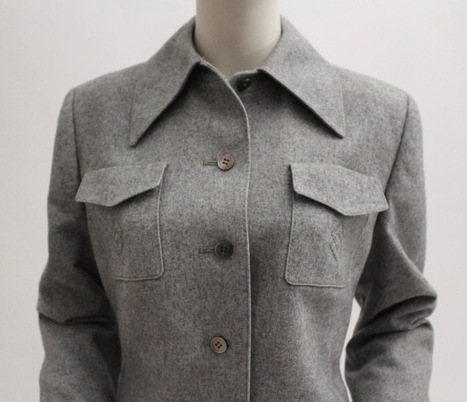 Grey Single-Breasted Wool Vintage Jacket by Herbert Schill 1960s Vienna For Sale 6