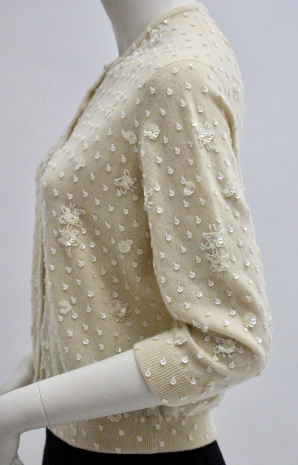 Gray Modette Vienna Off white Cashmere Knit Vest, 1950s For Sale