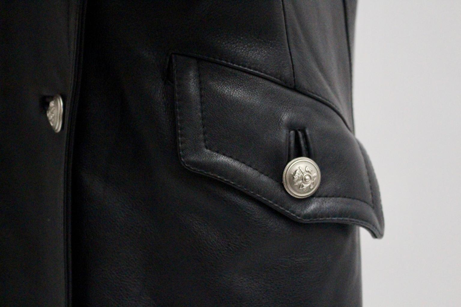 Jil Sander Vintage Black Double Breasted Leather Jacket  For Sale 5