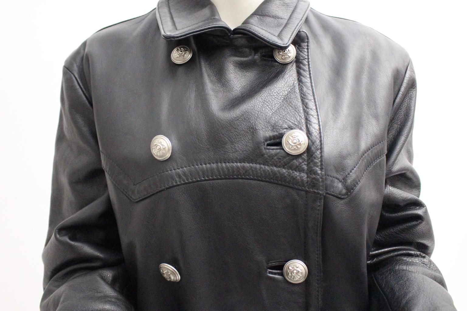 Jil Sander Vintage Black Double Breasted Leather Jacket  For Sale 6