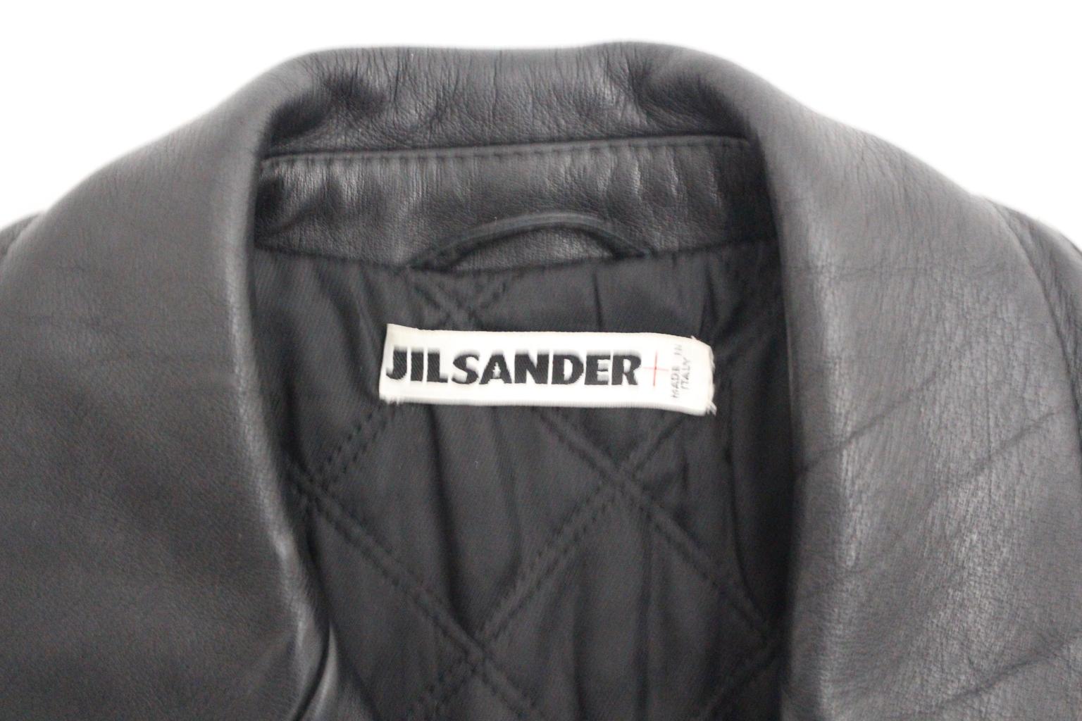 Jil Sander Vintage Black Double Breasted Leather Jacket  For Sale 8