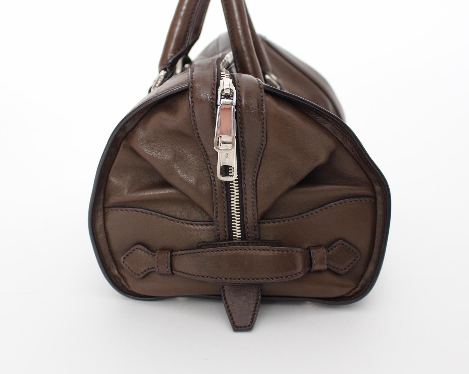 Black Jil Sander Brown Vintage Leather Handbag  For Sale