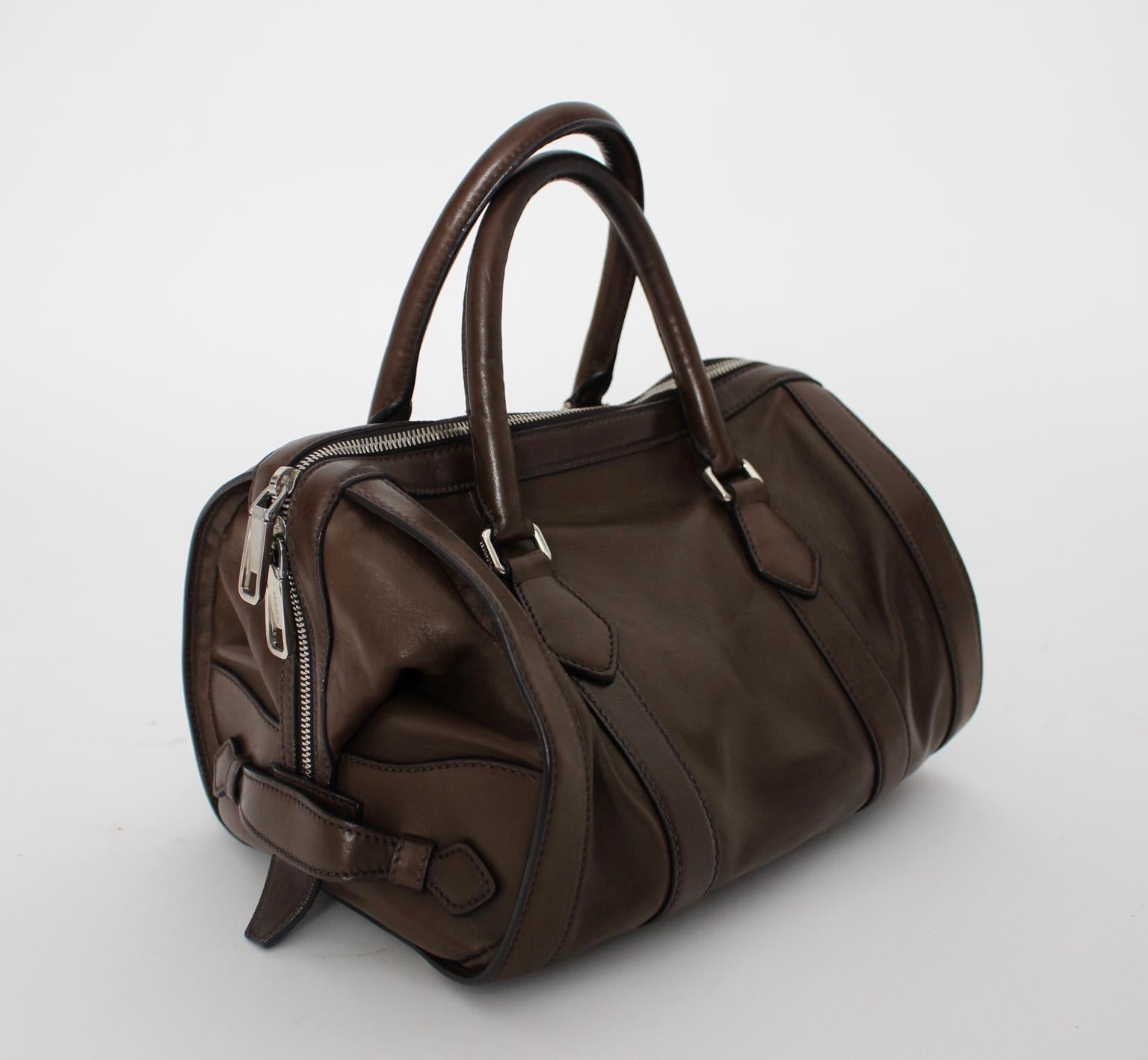 Jil Sander Brown Vintage Leather Handbag  In Excellent Condition For Sale In Vienna, AT