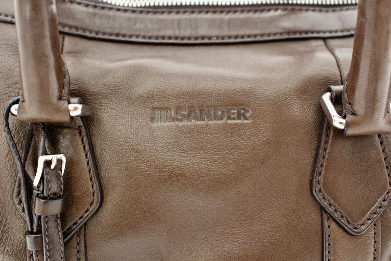 Jil Sander Brown Vintage Leather Handbag  For Sale 4