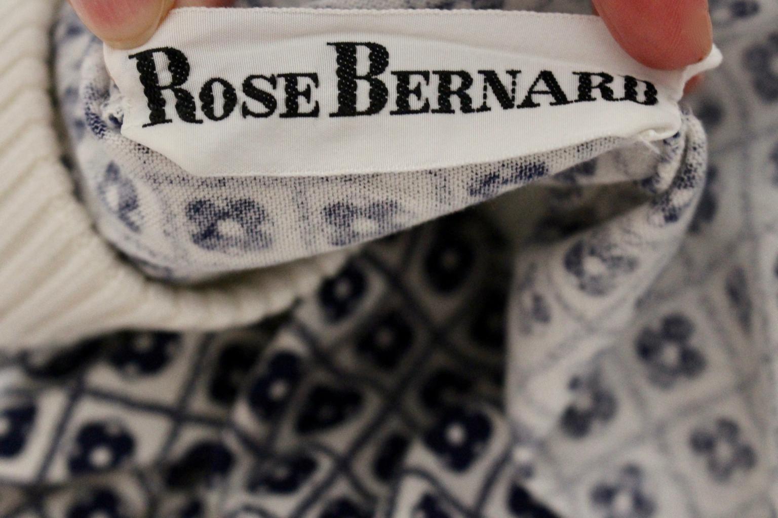 Rose Bernard Vintage Blue White Allover Pattern Cardigan, 1960s For Sale 8