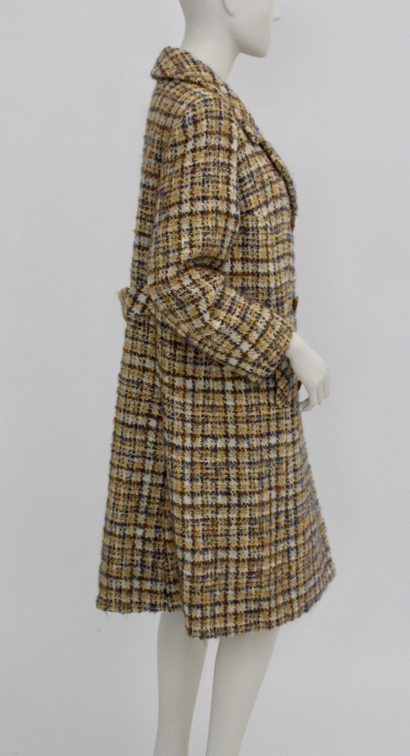 Women's Herbert Schill Wool Tweed Boucle Double Breasted Coat circa 1968 Vienna For Sale