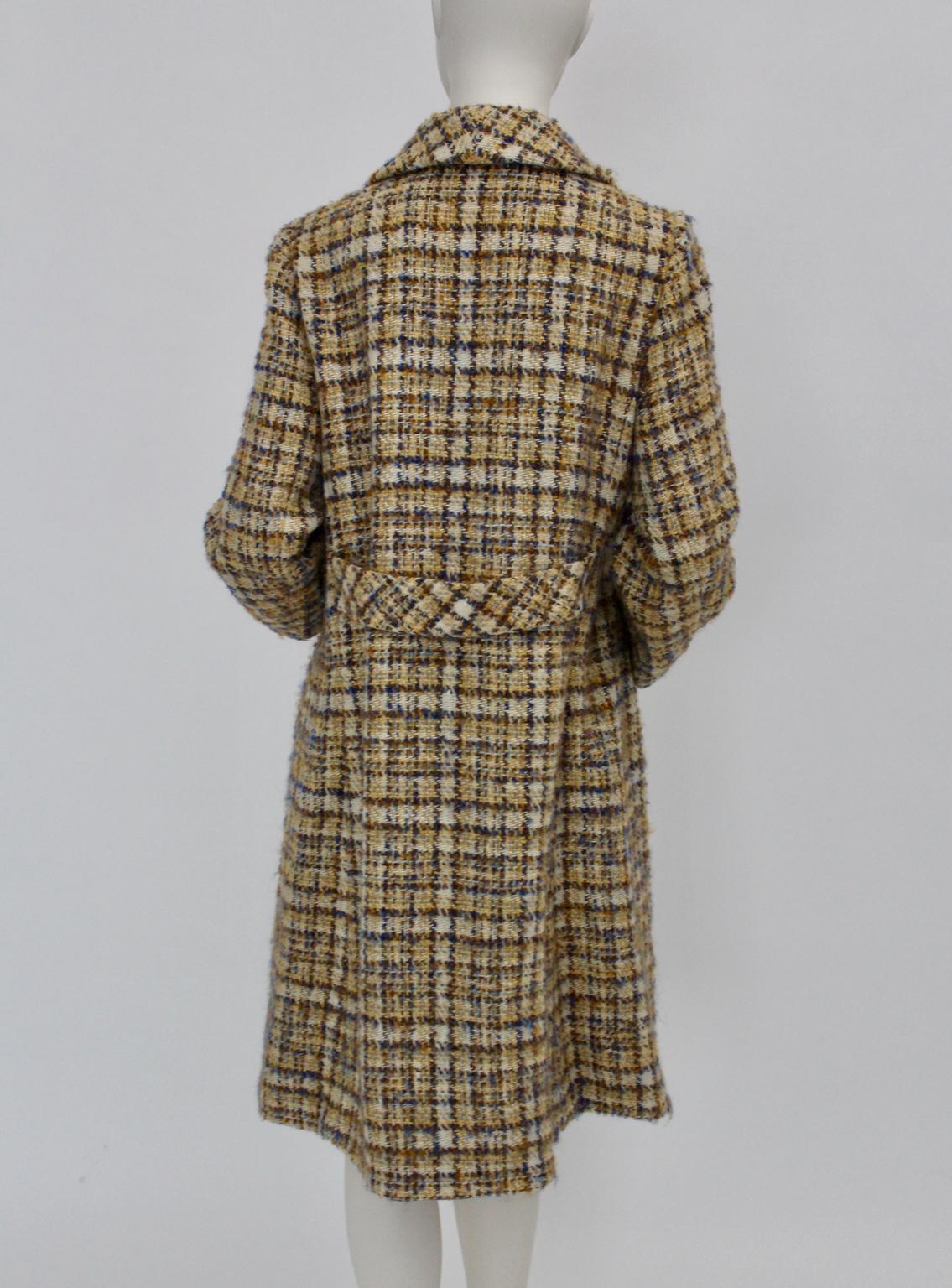 Herbert Schill Wool Tweed Boucle Double Breasted Coat circa 1968 Vienna For Sale 1