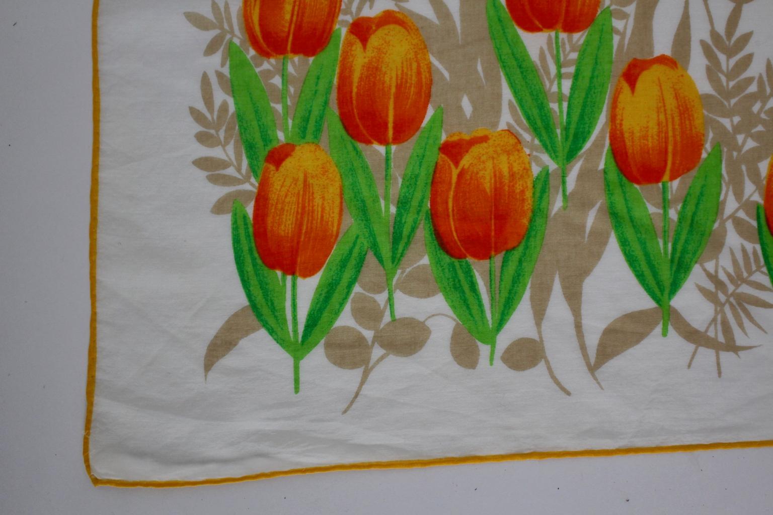 Brown Bayron Tulipan Batist Vintage Scarf 1960s For Sale