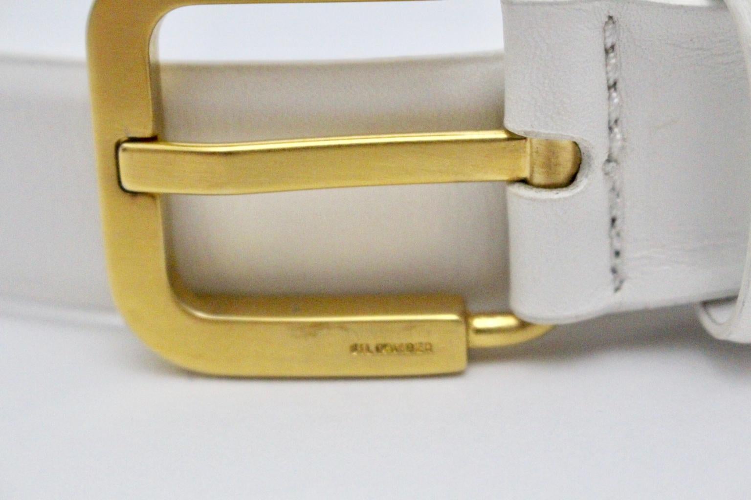 Jil Sander Vintage White Leather Belt Size 70 In Good Condition For Sale In Vienna, AT