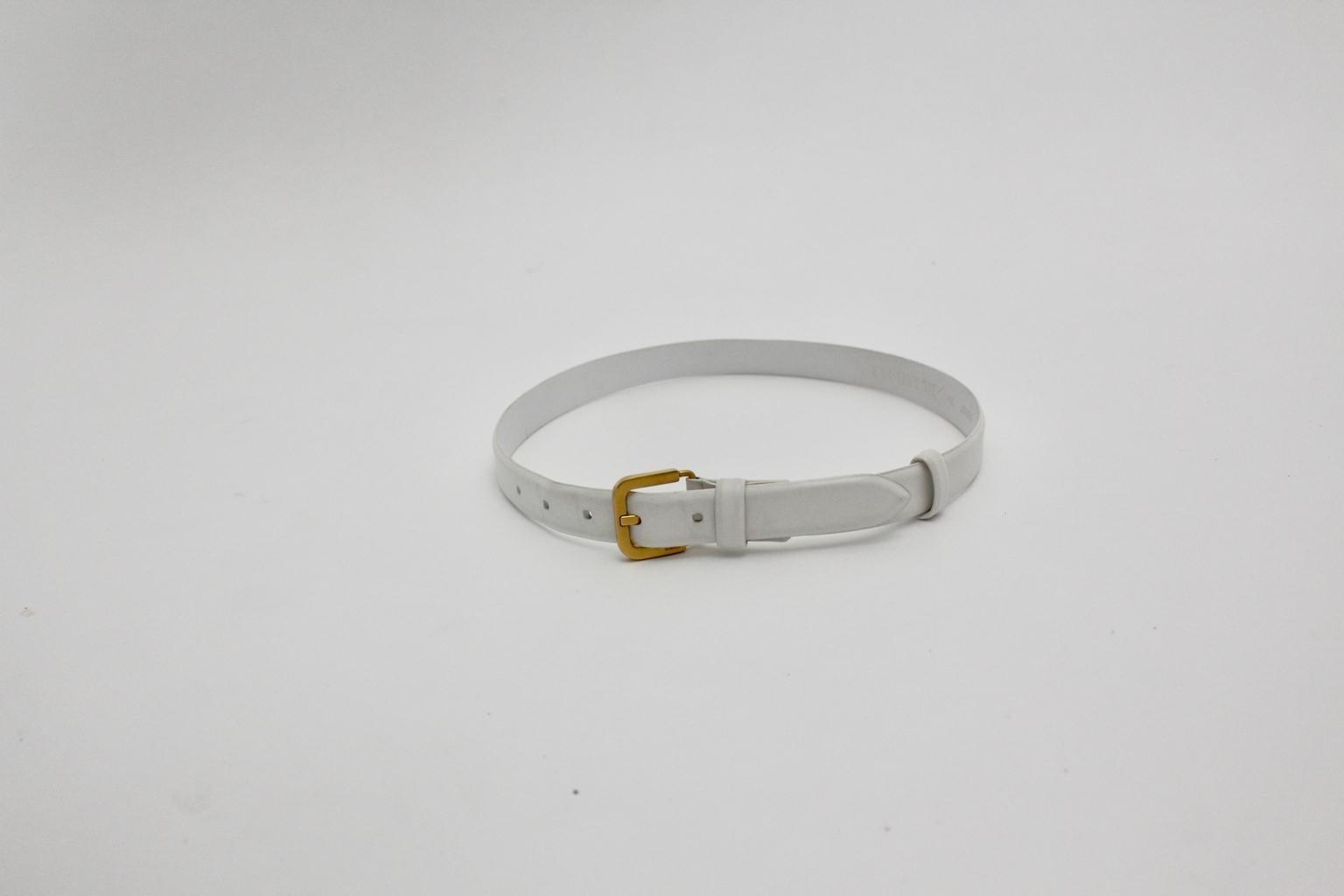 Jil Sander Vintage White Leather Belt Size 70 For Sale 1