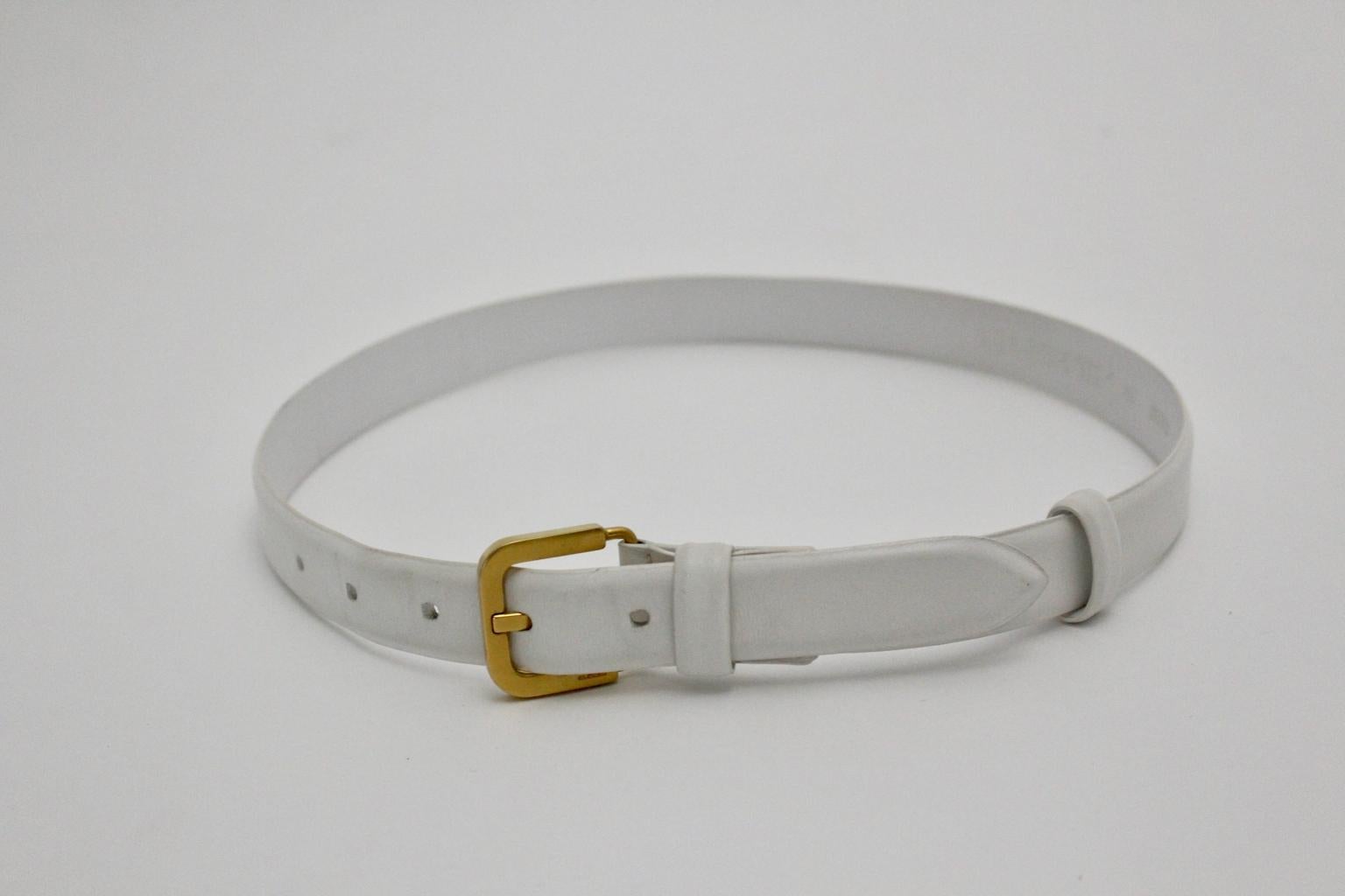 Jil Sander Vintage White Leather Belt Size 70 For Sale 2