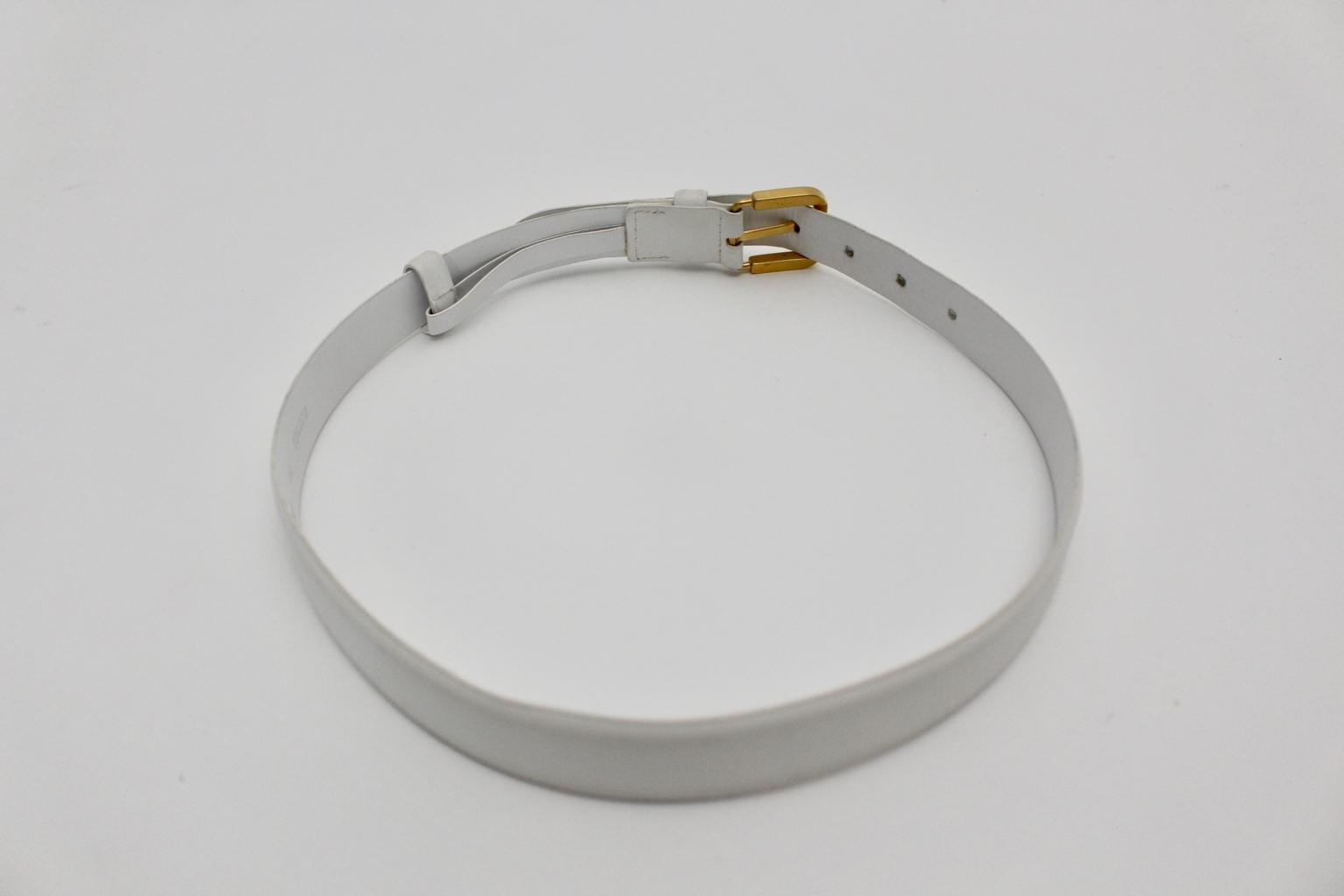 Jil Sander Vintage White Leather Belt Size 70 For Sale 4