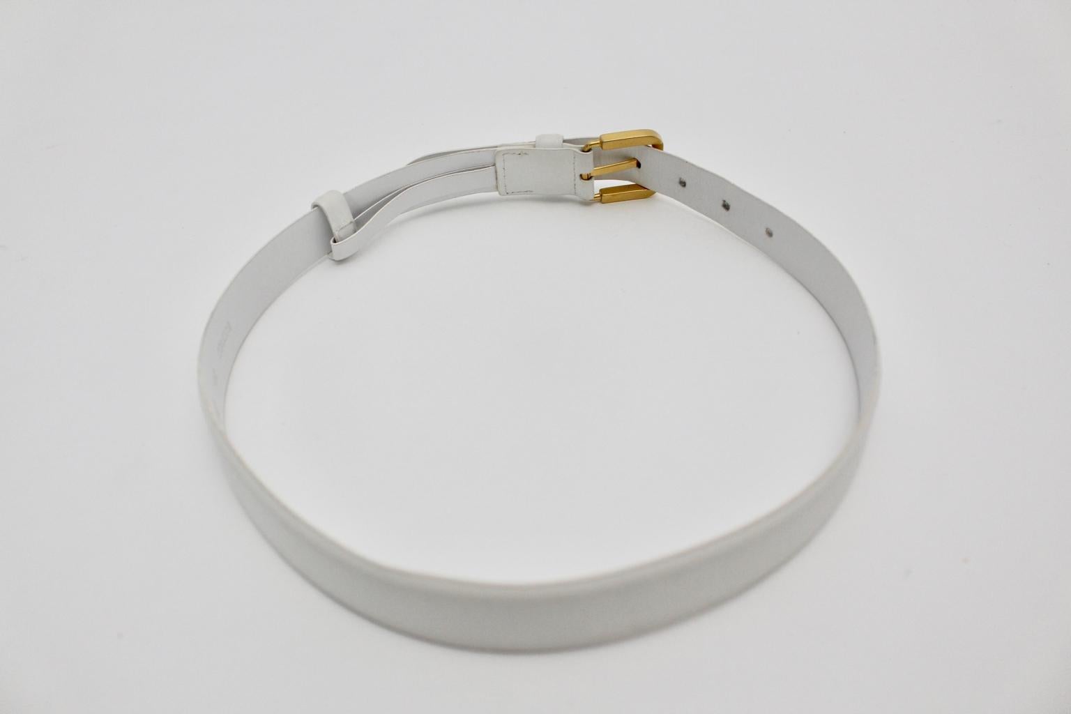 Jil Sander Vintage White Leather Belt Size 70 For Sale 5